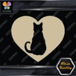 Cat Heart Shape Silhouette Cats Contour Shape Emblem Love Decals Stickers Vinyl - Image 22