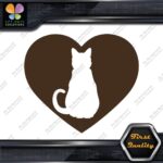 Cat Heart Shape Silhouette Cats Contour Shape Emblem Love Decals Stickers Vinyl - Image 23