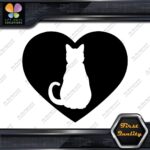 Cat Heart Shape Silhouette Cats Contour Shape Emblem Love Decals Stickers Vinyl - Image 5