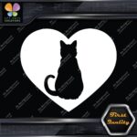 Cat Heart Shape Silhouette Cats Contour Shape Emblem Love Decals Stickers Vinyl - Image 6