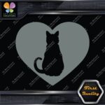Cat Heart Shape Silhouette Cats Contour Shape Emblem Love Decals Stickers Vinyl - Image 7