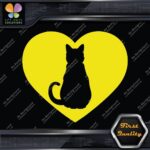 Cat Heart Shape Silhouette Cats Contour Shape Emblem Love Decals Stickers Vinyl - Image 8