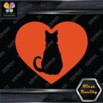 Cat Heart Shape Silhouette Cats Contour Shape Emblem Love Decals Stickers Vinyl - Image 10