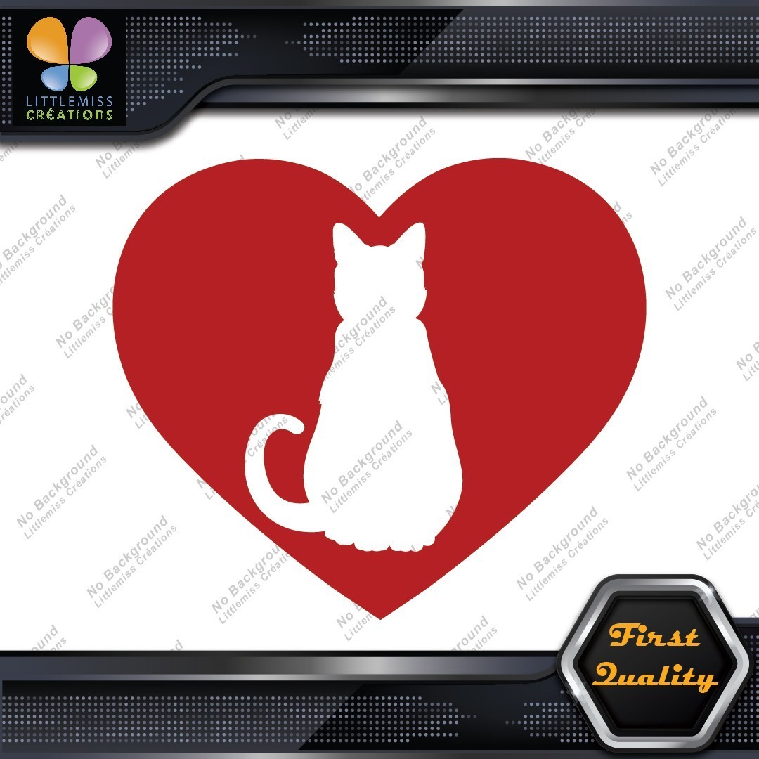 Cat Heart Shape Silhouette Cats Contour Shape Emblem Love Decals Stickers Vinyl 277393586908 Cat Heart Shape Silhouette Cats Contour Shape Emblem Love Decals Stickers Vinyl - Image 1