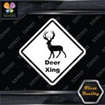 Deer Crossing Warning Sign Xing Diamond Shape Lozenge Decals Stickers Vinyl - Image 3
