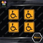 Handicap Square Wheelchair Disable Pack of 4 MINI SIZE Decals Stickers Vinyl